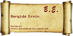 Bergida Ervin névjegykártya